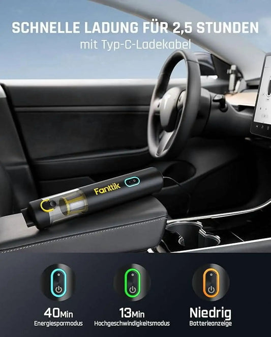 Slim V8 Apex Car Vacuum – 4-in-1 Cordless Handheld Cleaner with Type-C Fast Charging & HEPA Filtration